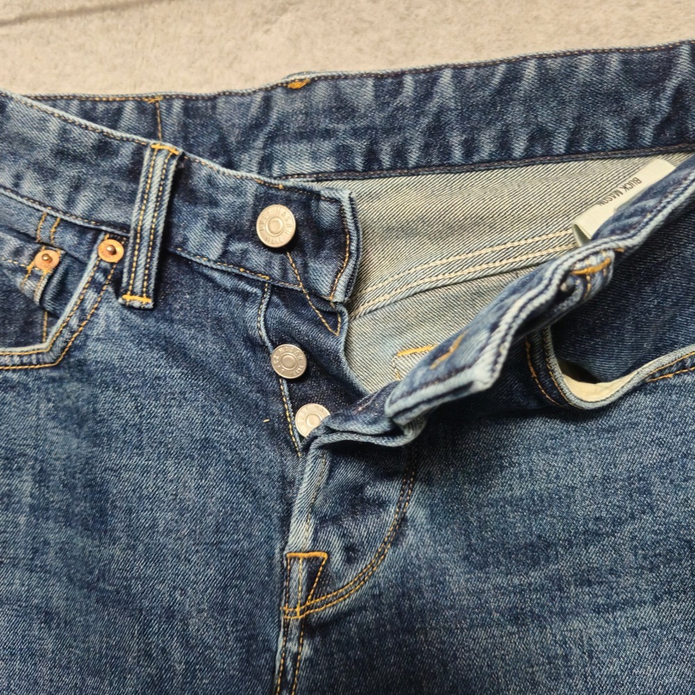 Buck Mason Jeans Double Dipped Straight Leg Mens 28x25 Button Fly Medium Wash* - Picture 3 of 10